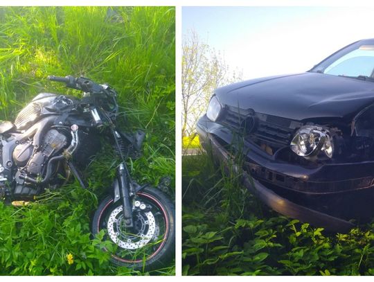 Auto uderzyło w motocyklistę w Błotnicy Strzeleckiej. Kierowca osobówki uciekł