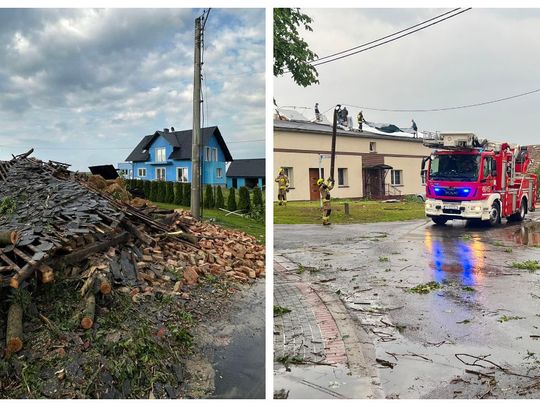 Zniszczenia po wichurze w Balcarzowicach. Wiele wskazuje na trąbę powietrzną