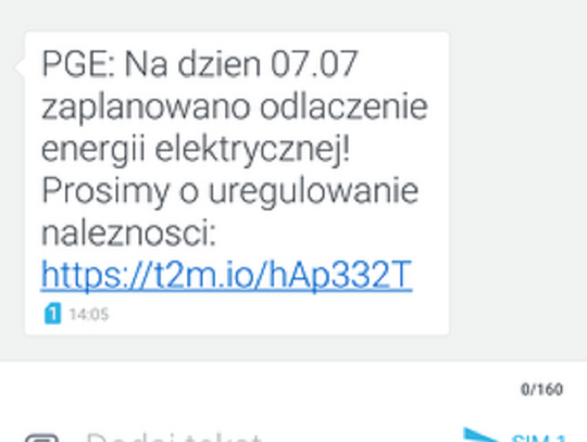 Czytelnik alarmuje: uważajcie na wiadomości SMS o rzekomym wyłączeniu prądu!