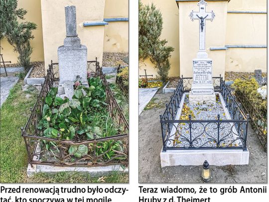 Nagrobek sprzed 120 lat na jemielnickim cmentarzu jak nowy