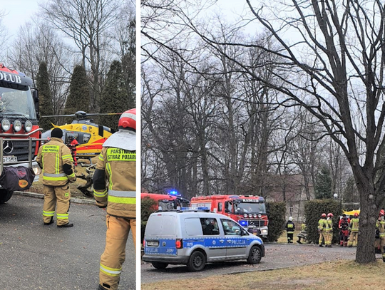 Podopieczny wypadł z okna w DPS w Kadłubie! Na miejscu lądował LPR