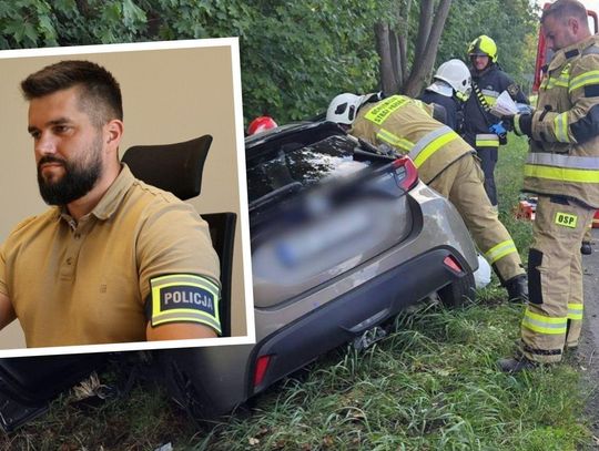 Policjant po służbie ruszył z pomocą ofiarom wypadku