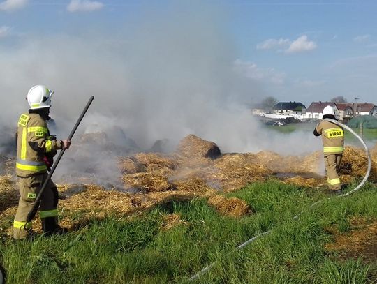 Pożar balotów w Rozmierzy. Strażacy szybko opanowali płomienie ognia