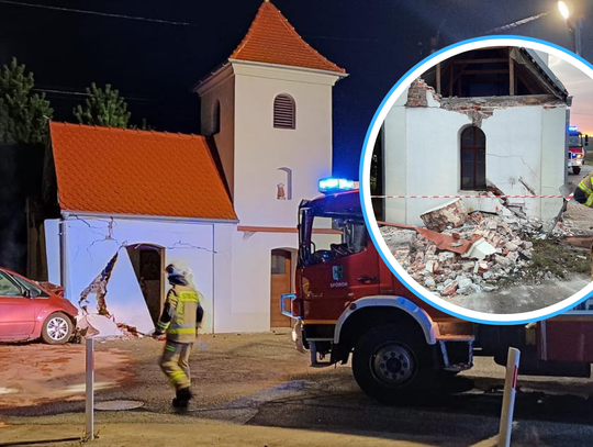 Niebezpieczne zdarzenie w Spróroku. Auto wjechało w kapliczkę