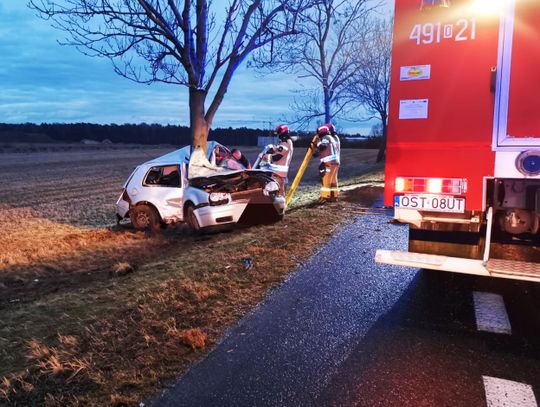 Wypadek na DK 88 między Strzelcami Opolskimi a Sieroniowicami. Kierowca zakleszczony w aucie