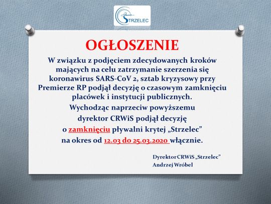 Zamknięcie pływalni „Strzelec"