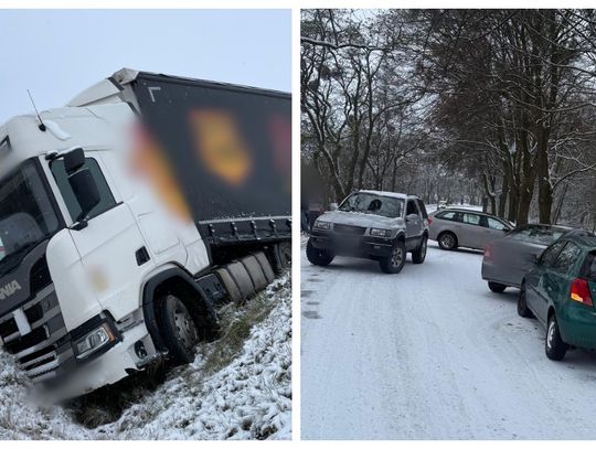 Zima w powiecie strzeleckim. I wysyp zdarzeń na drogach