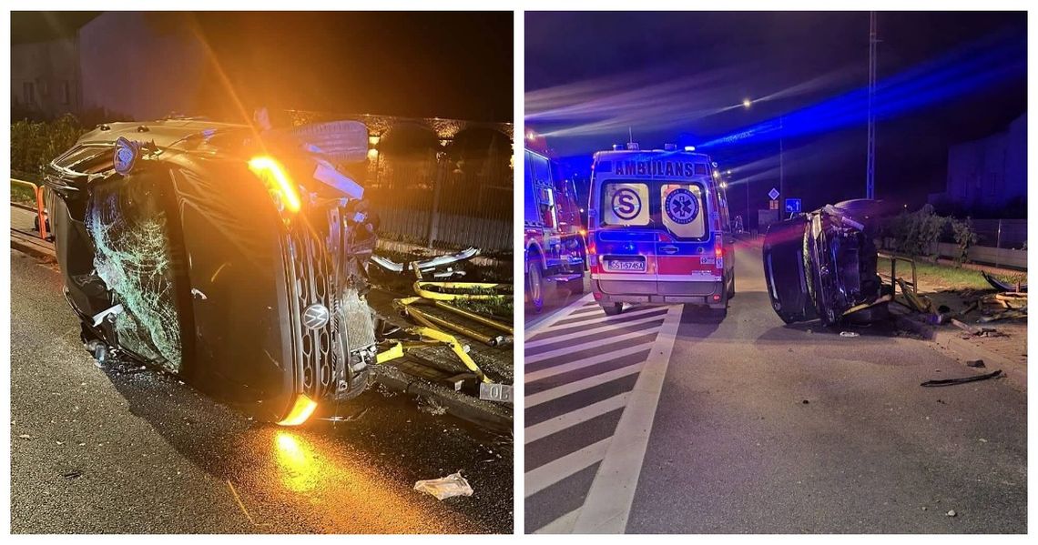 Osobówka rozbiła się o barierki. Trzy osoby, w tym dziecko, trafiły do szpitala