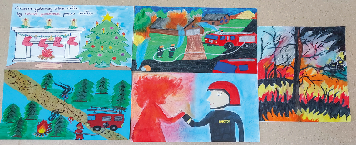 Dzieci z gminy Ujazd namalowały piękne prace o straży pożarnej