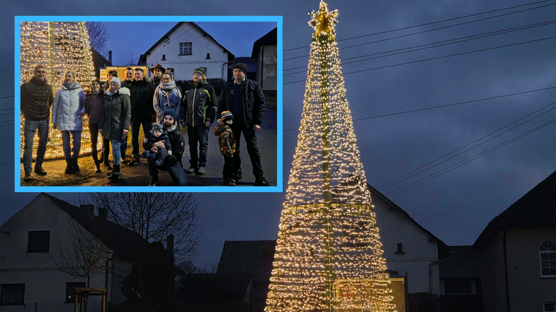 Wyjątkowa choinka stanęła w Staniszczach Wielkich. Rozświetla ją 1200 lampek Wyjątkowa choinka stanęła w Staniszczach Wielkich. Rozświetla ją 1200 lampek