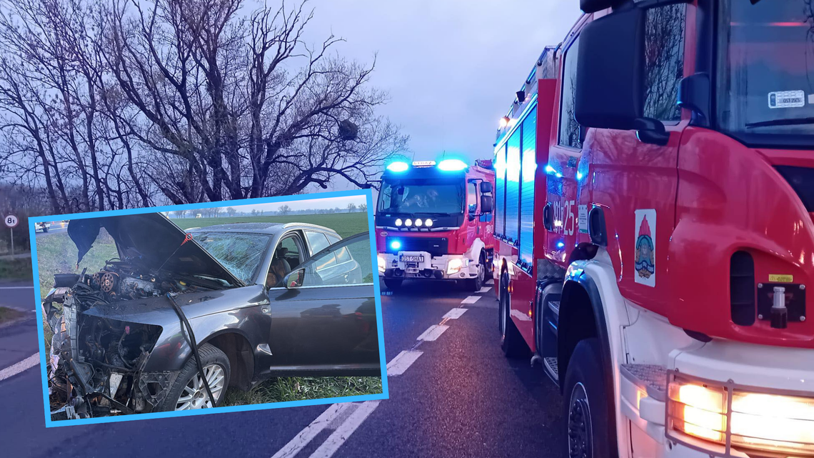 Groźne zdarzenie na DK88. Osobówka zjechała z drogi i uderzyła w drzewo Groźne zdarzenie na DK88. Osobówka zjechała z drogi i uderzyła w drzewo