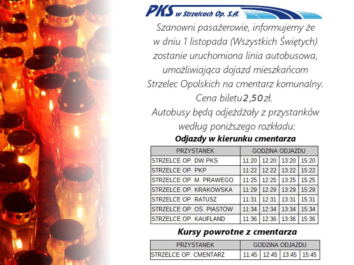 Na cmentarz komunalny w Strzelcach Opolskich dojedziesz autobusem