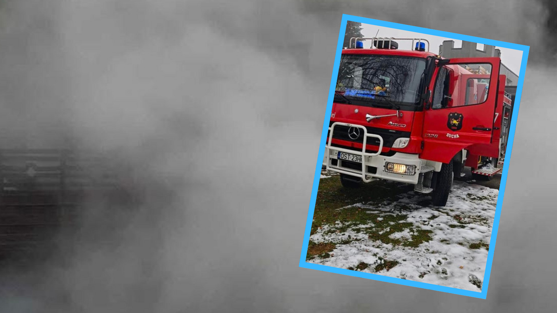 Pożar w domu jednorodzinnym w Suchej. Paliło się w kotłowni