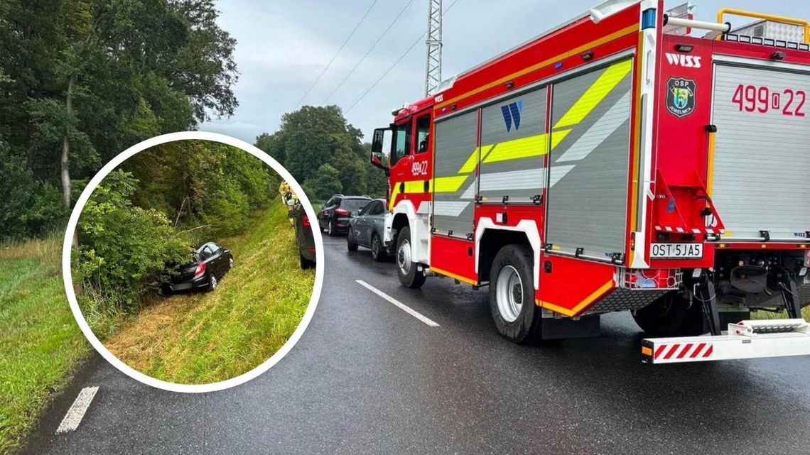 Samochód wypadł z drogi między Wierchlesiem a Zawadzkiem Samochód wypadł z drogi między Wierchlesiem a Zawadzkiem