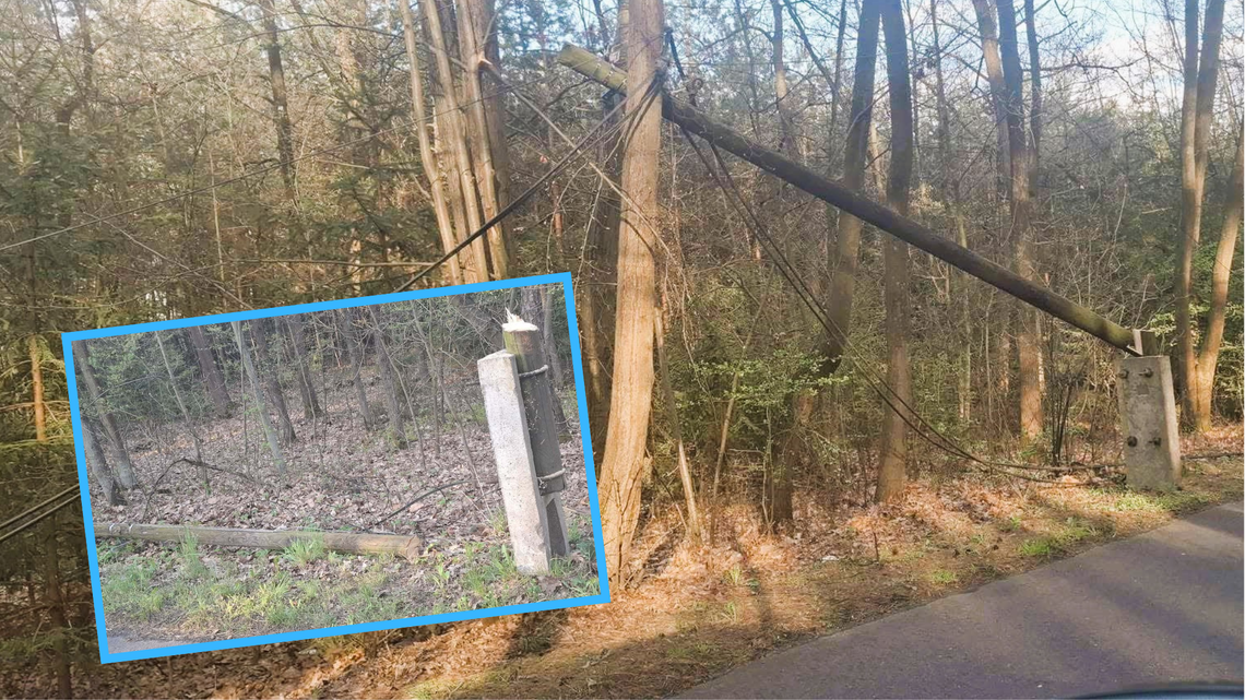Zniszczone słupy i zerwane kable w Osieku. Złodzieje liczyli na szybki zysk?