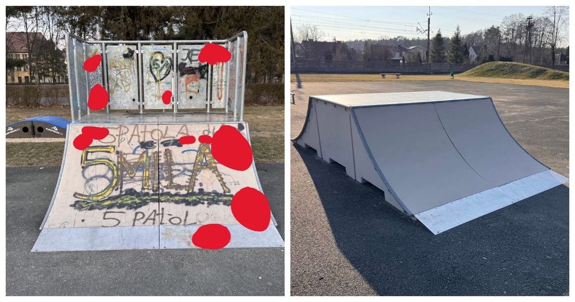 Chuligański wybryk w skateparku w Zawadzkiem
