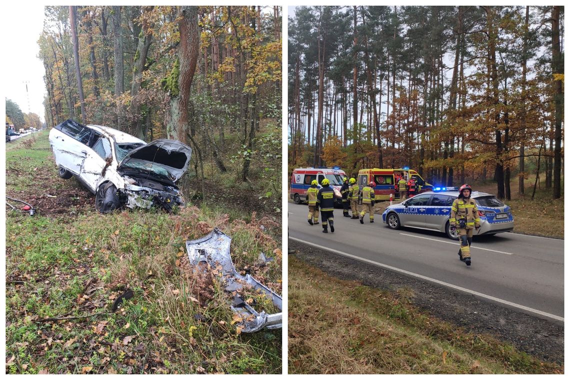 Wypadek na trasie Zawadzkie - Kolonowskie. 26-latek z forda zabrany do szpitala