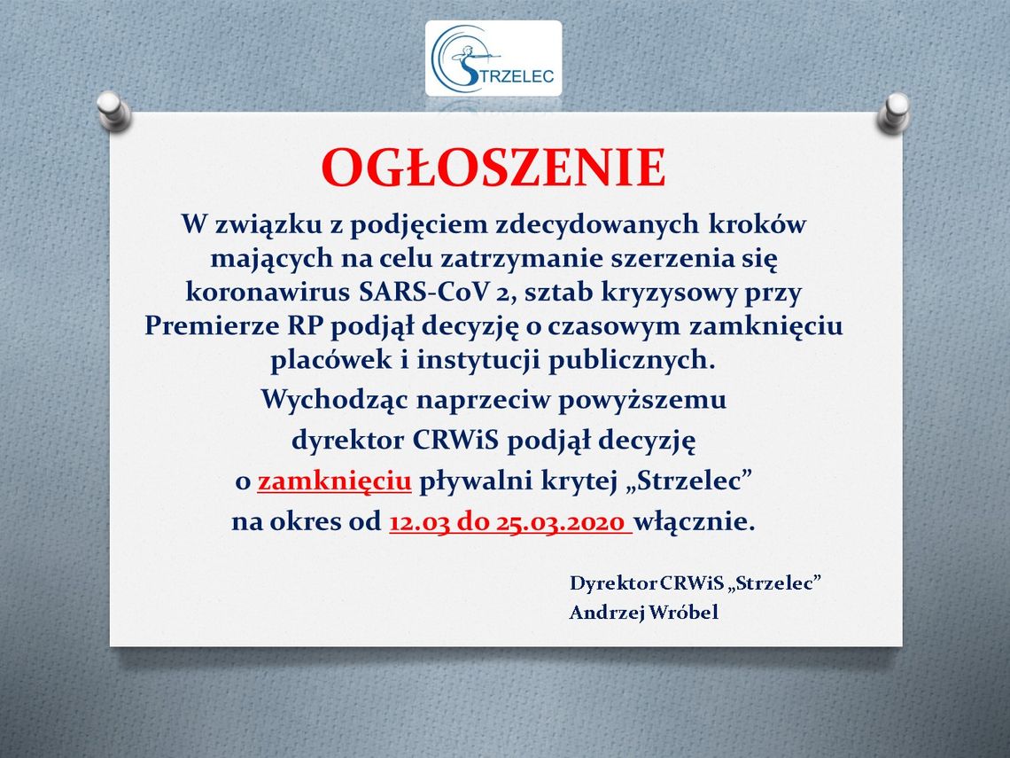 Zamknięcie pływalni „Strzelec"