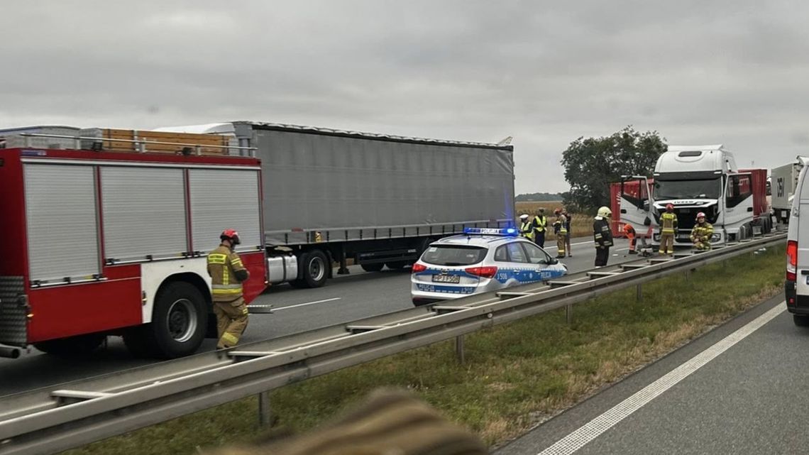 Zderzenie tirów na autostradzie A4 na Górze Świętej Anny