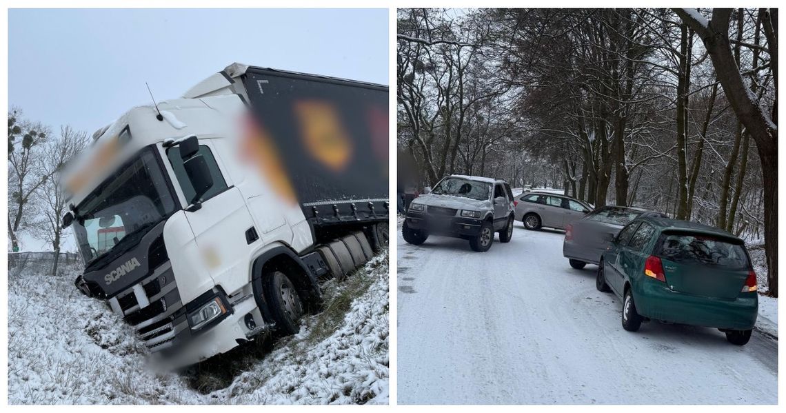 Zima w powiecie strzeleckim. I wysyp zdarzeń na drogach